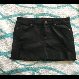 Black denim skirt
